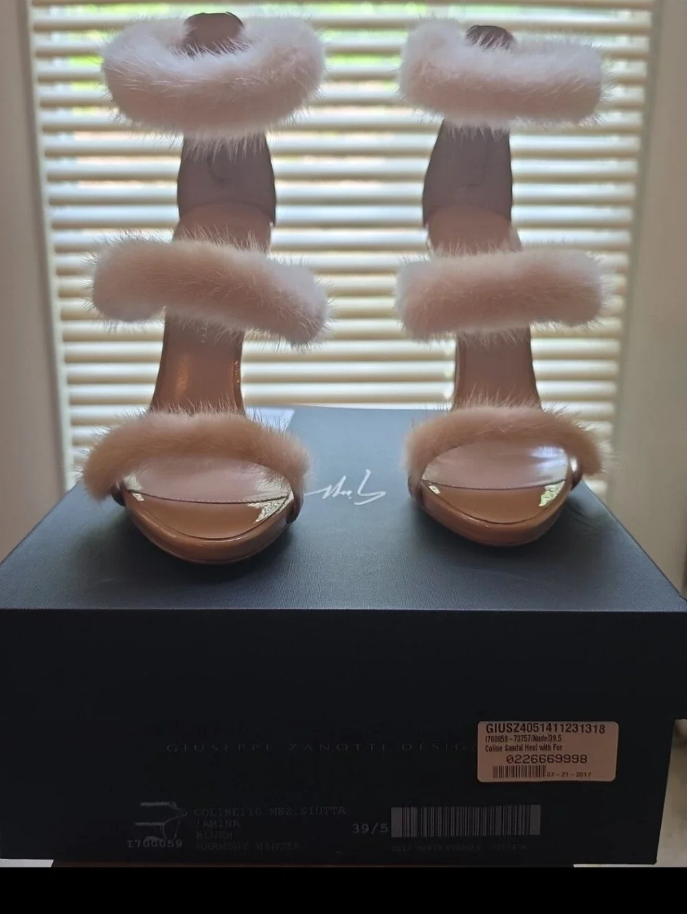 Giuseppe Zanotti Pink Fur Triple-Strap High Heels